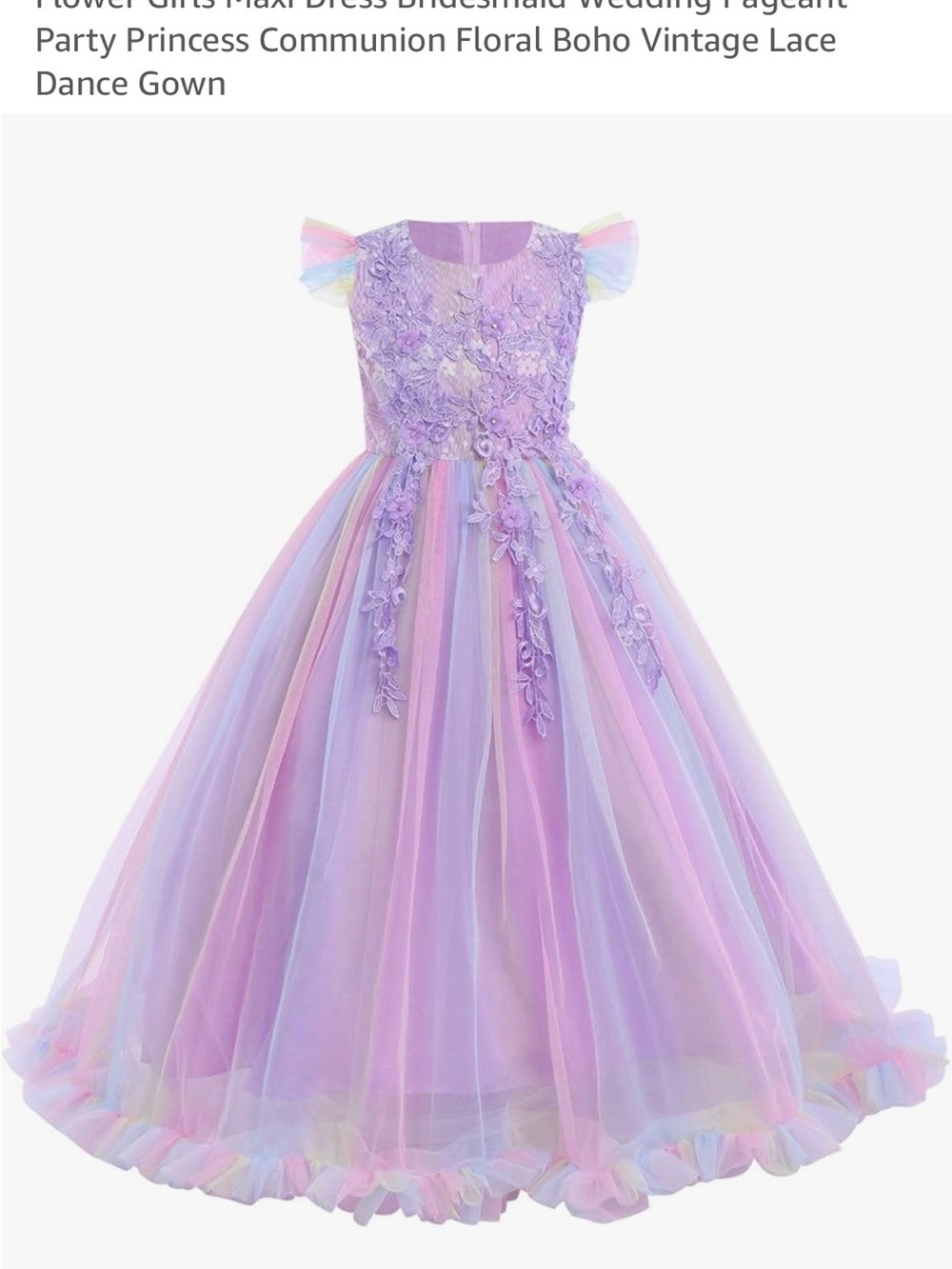 Girls Purple Pastel Tulle Flower Girl Dress